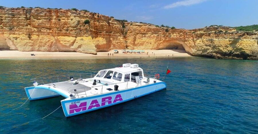 Albufeira: Catamaran Cruise with BBQ & Open Bar on the Beach - Leaving Albufeira Marina for the Algarve coast