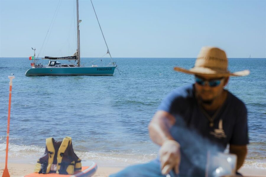 Albufeira: Sailing Boat Cruise BBQ & Open Bar on the Beach - Sailing time versus motor time