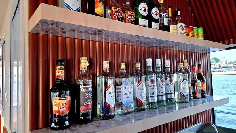 Bangkok : Chaophraya Booze Cruise – Drinks Onboard - Rama VIII Bridge and the Bangkok skyline