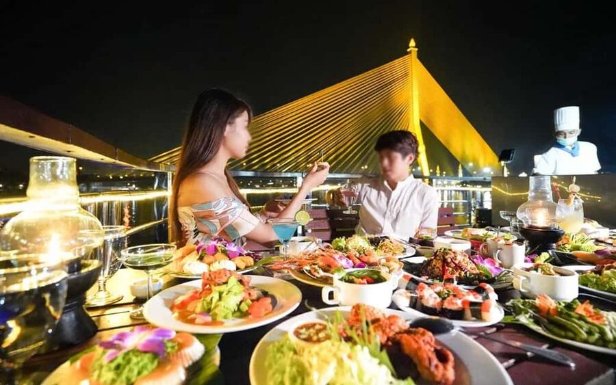 Bangkok: Luxury White Sunset or Dinner Cruise with Beer - Buffet dining: useful, but keep expectations in check
