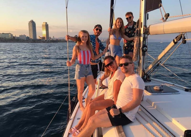 Barcelona: Sunset Sailboat Cruise with Open Bar and Snacks - One hour along Barceloneta Beach