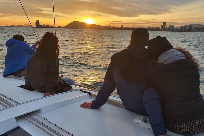 Barcelona Sunset Sailing Cruise from Port Olímpic with Open Bar - Olympic Towers and Barcelona’s skyline from the sea