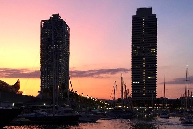 Barcelona Sunset Sailing with Open Bar of Cava and Snacks - Barceloneta and the W Hotel from offshore