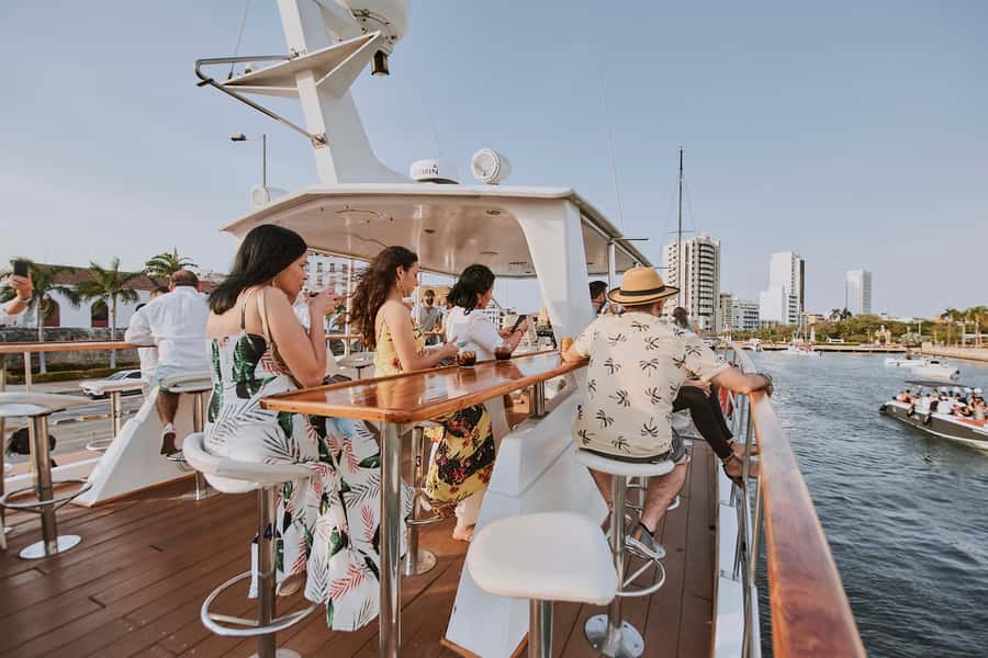 Cartagena: Sunset Cruise with Open Bar - Bocagrande and the lighthouse from the bay