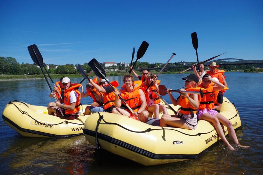 Dresden: Private Inflatable Boat Tour with Beer Garden Stop - Ferry garden and the old-town view