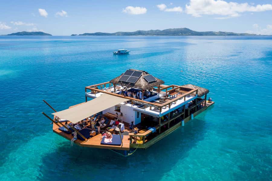 Fiji: Cloud 9 Floating Bar and Pizzeria Day Trip - Arriving at Cloud 9’s two-level platform