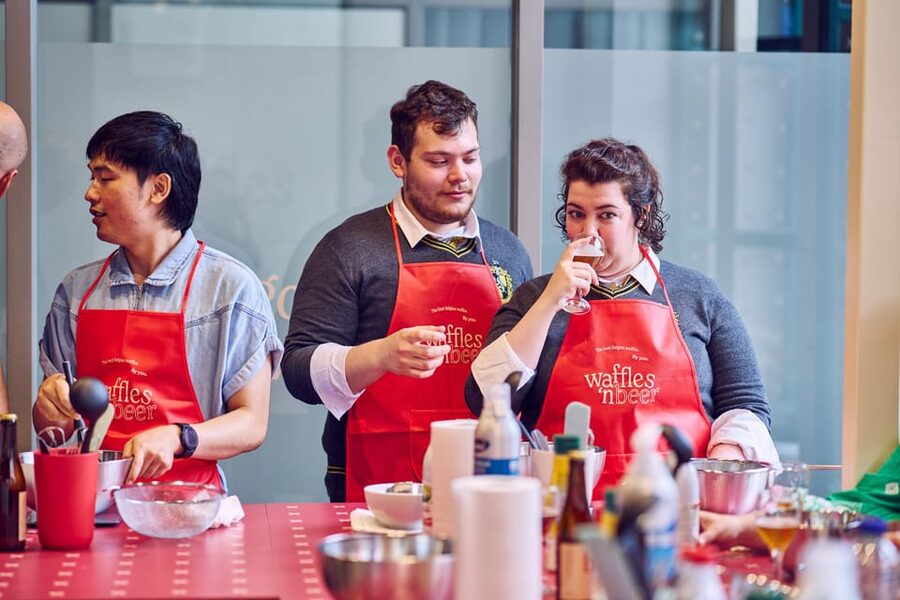 Ghent: Belgian Waffle-Making Workshop with Beer Tasting - Mixing, resting, and baking the waffles
