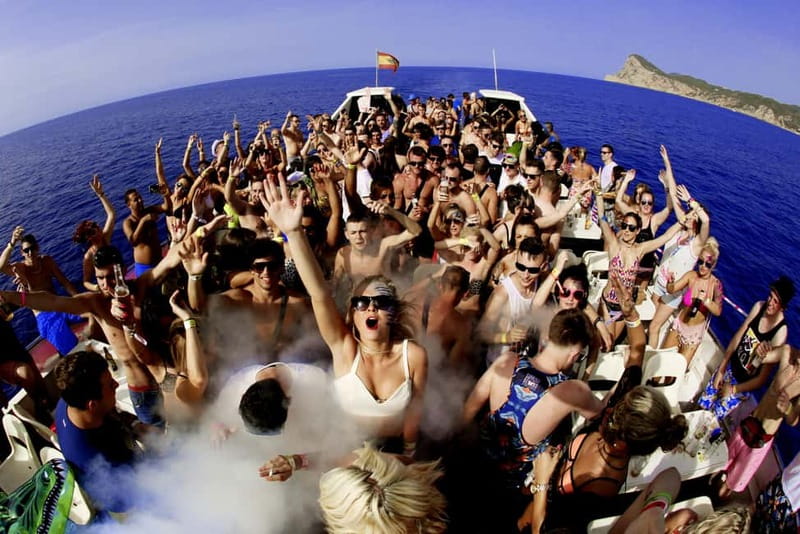 Ibiza Sunset Boat Party with 3hrs Open Bar + 3 Club Entries - A 5 PM departure built around golden-hour Ibiza