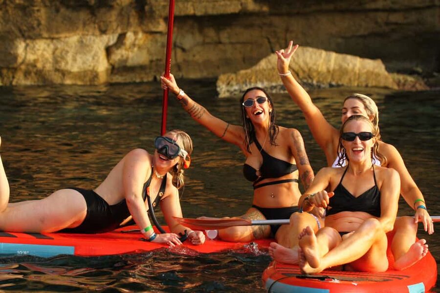 Ibiza: Sunset Boat Tour with Water Sports, Open Bar & Tapas - From Sant Antoni Port toward Cala Bassa