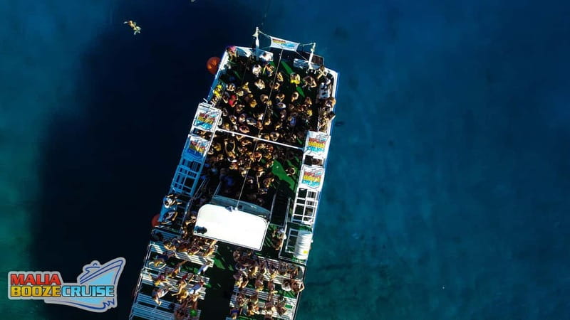 Malia: Booze Cruise Boat Party with Live Dj - The swim stop and boat jumping