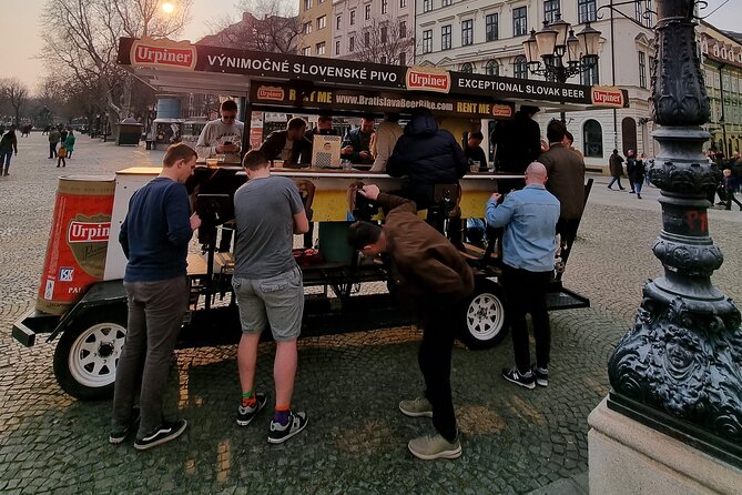 Original Bratislava Beer Bike Tours - All-you-can-drink - Hviezdoslavovo námestie brings you back into central Bratislava