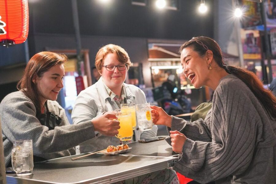 Osaka: Bar-Hopping Night Tour in Namba - First stop: kushikatsu, beer, sake, and shochu