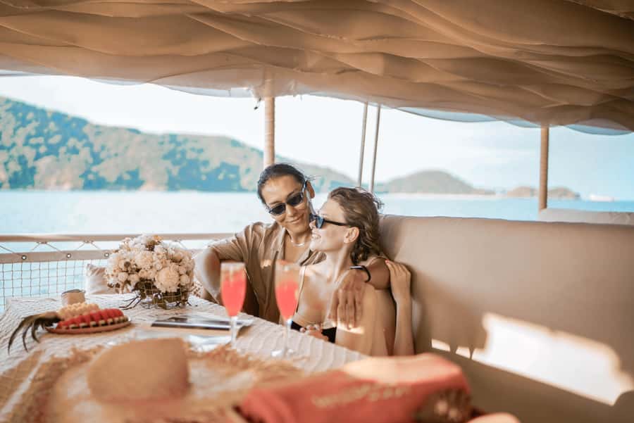 Phuket: Coral & Racha Sunset Luxury Catamaran Party Cruise - Crew service and communication