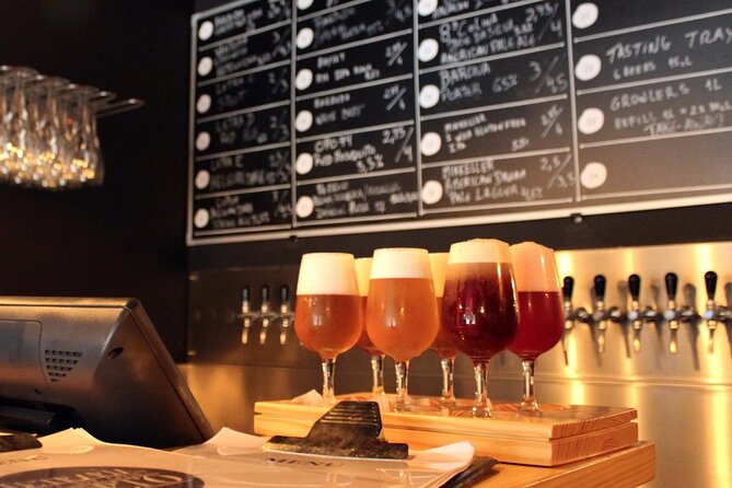 Porto: Craft Beer Tasting Tour with Local Snacks - National beers with grilled chouriço and bread