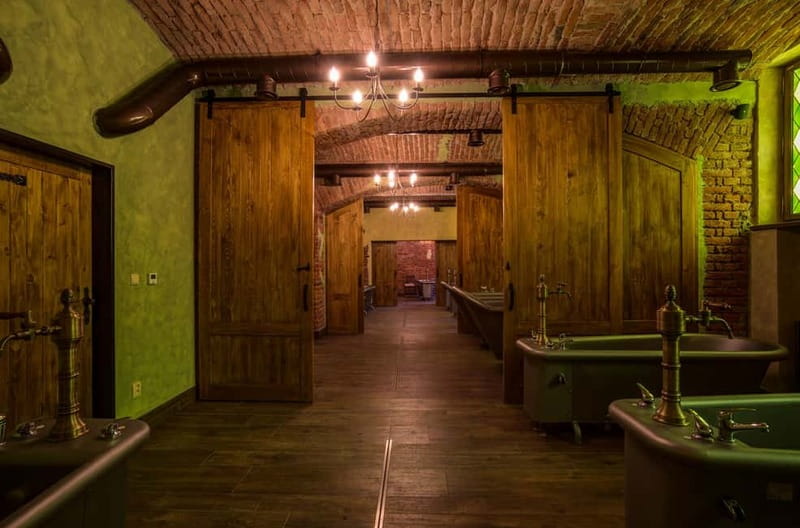 Prague: Beer and Wine Spa Bath with Salt Cave Experience - The salt cave and fireplace finish