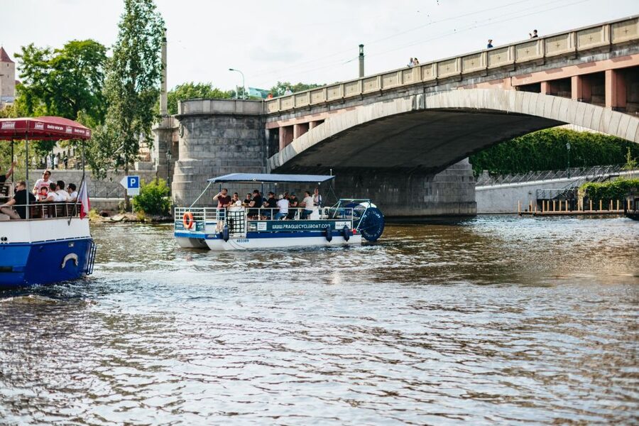Prague: Swimming Beer Bike on A Cycle Boat - Choosing your drink: Budvar, prosecco, or cider