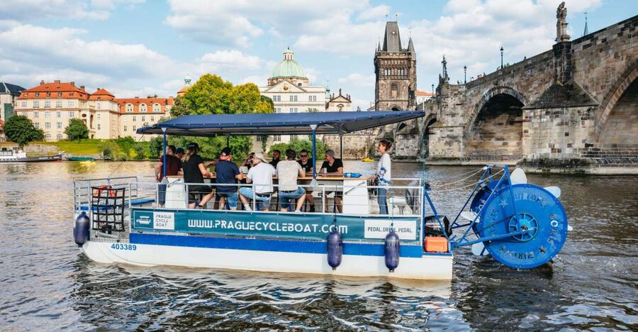 Prague: Swimming Beer Bike on A Cycle Boat - The ride to Štvanice Island and the final stop