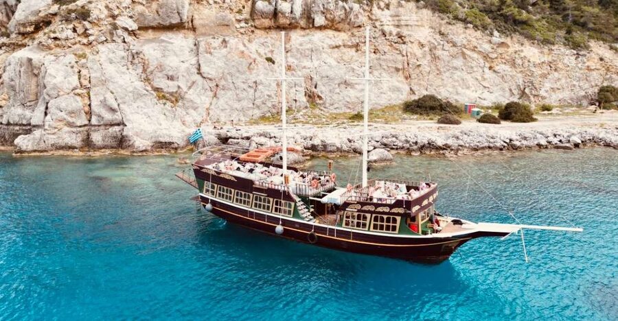 Rhodes: All Inclusive Day Cruise with BBQ & Unlimited Drinks - Boarding the Aphrodite Duchess at Mandraki Harbour
