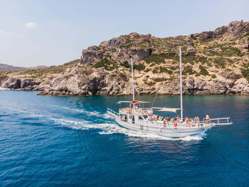 Rhodes: Boat Tour with Snorkeling, Gourmet Buffet & Open Bar - Sailing toward Afandou and the Traganou Caves
