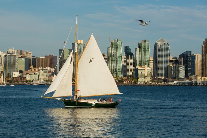 San Diego Sunset or Afternoon Sail on Classic Yacht - Passing beneath the USS Midway