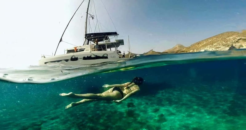 Santorini: Catamaran Cruise with Fresh Meal & Open Bar - A five-hour cruise that covers Santorini’s south coast
