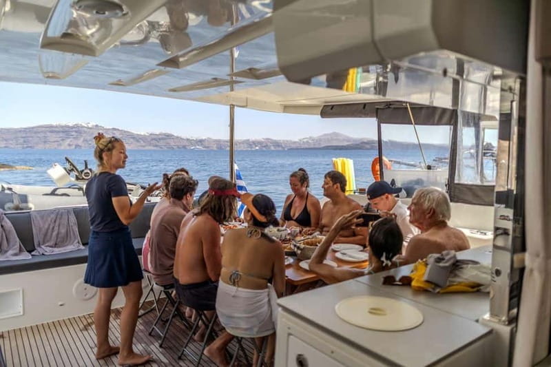 Santorini: Catamaran Cruise with Fresh Meal & Open Bar - The Greek meal is a real part of the experience