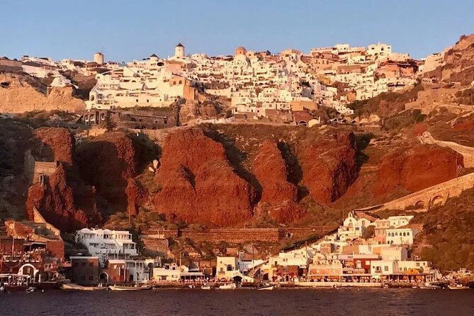 Santorini Catamaran Cruise with Greek Meal, Open-Bar and Sunset - The Palea Kameni hot springs stop