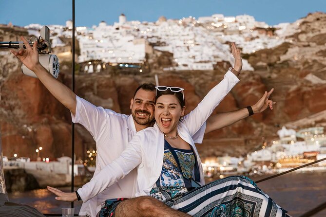 Santorini Catamaran Cruise with Greek Meal, Open-Bar and Sunset - Hotel pickup is useful, but allow extra time