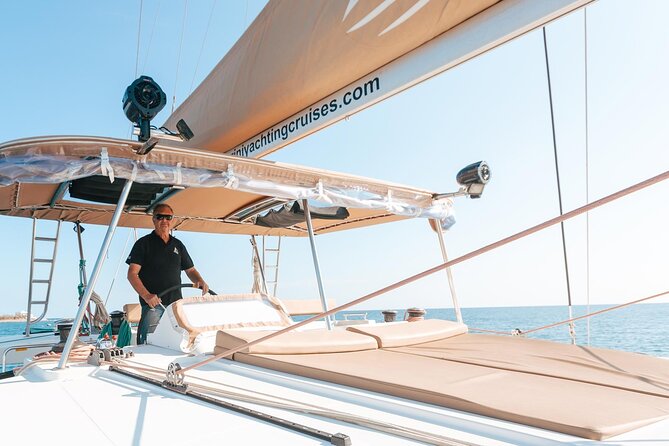 Santorini Catamaran Cruise: with Lunch, BBQ, Open Bar, Transfers - The hot springs and the volcanic caldera
