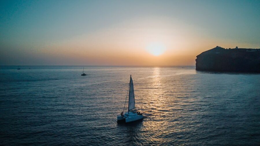 Santorini Catamaran Cruise with Swimming, Meal and Open Bar - Swimming near the Palea Kameni hot springs