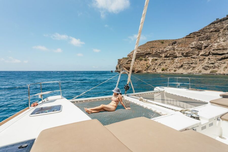 Santorini: Luxury Catamaran Day Trip with Meal and Open Bar - Hotel pickup makes the morning easier