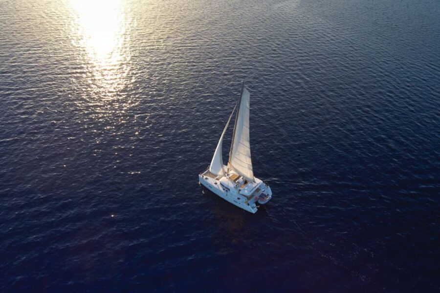 Santorini: Platinum Catamaran Cruise w/ BBQ Meal & Open Bar - Thirasia, the meal, and the longest stop