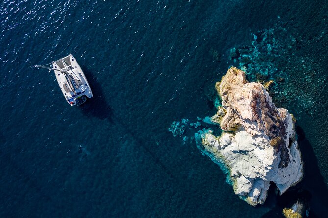 Santorini Platinum Catamaran Cruise with Meal, BBQ and Open Bar - Swimming at Mesa Pigadia