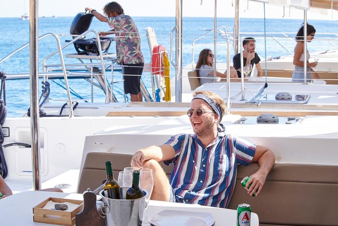 Santorini Platinum Catamaran Cruise with Meal, BBQ and Open Bar - Lunch and Leisure on Thirassia