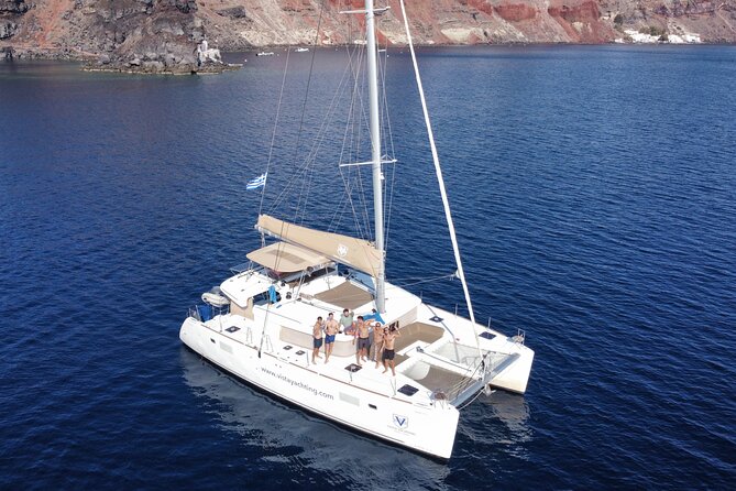 Santorini Platinum Catamaran Cruise with Meal, BBQ and Open Bar - Food, Music, and the Mood on Board