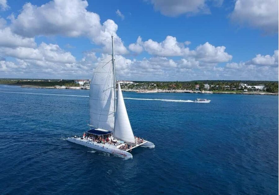 Saona Island all day with lunch and open bar departing from Punta Cana - The catamaran ride is part of the entertainment
