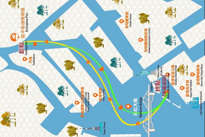 Tokyo Bay Yakatabune Dinner/Day Cruise with Japan Show and Drinks - Odaiba’s Statue of Liberty and waterfront landmarks
